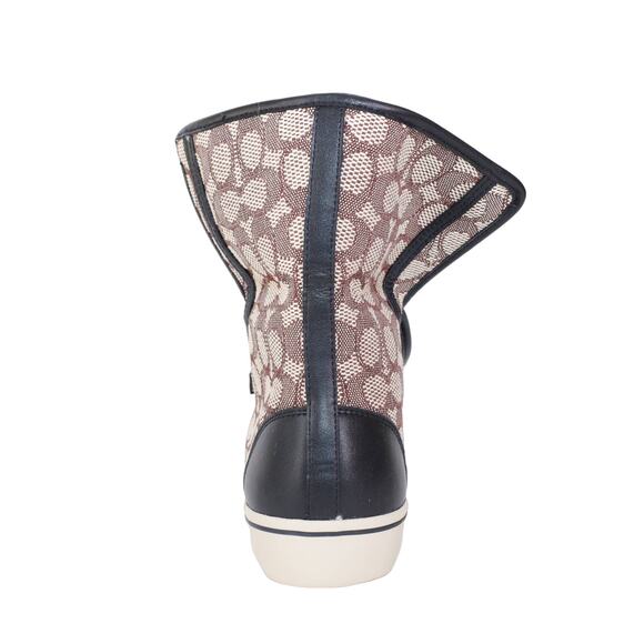 Coach Womens Sig Jacquard Fold Over Sherpa High Tops-Womens 9-Cocoa/Black-NWT - Picture 8 of 13
